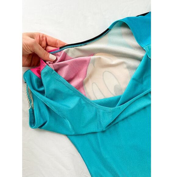 Vintage 90s Disney Mickey Mouse Blue Pink Exercise Jazzercise Leotard One Piece - Picture 8 of 15